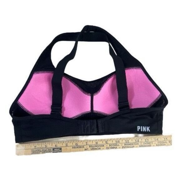 Victoria's Secret Pink Sport Bra M Ultimate Lightly Lined Black Back Closure - Picture 6 of 14